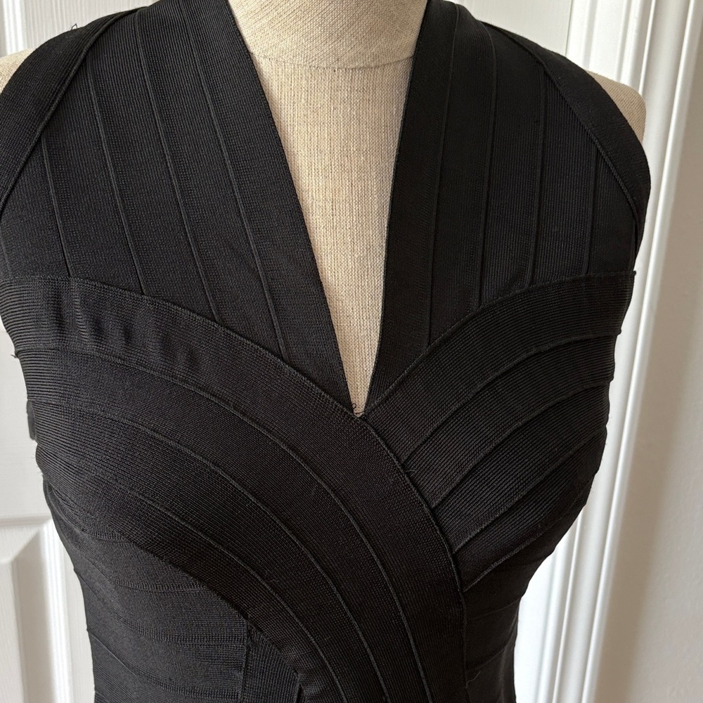 WOW couture Black Strapless Sculpted Bandage Dress